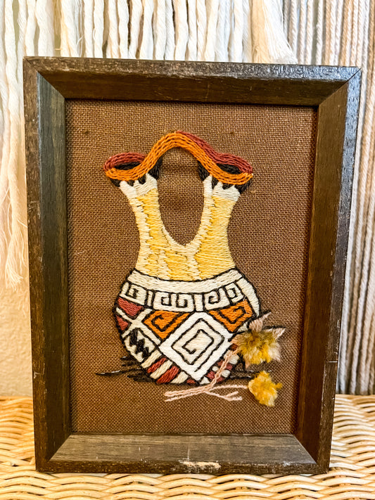 70s Southwestern Vase Embroidery